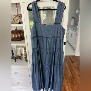 *Like New* Anthropologie The Helena Square-Neck Smocked Tiered Midi Dress